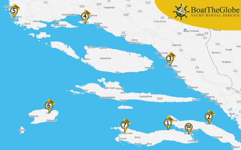 Korčulai vitorlás útvonaltervező
